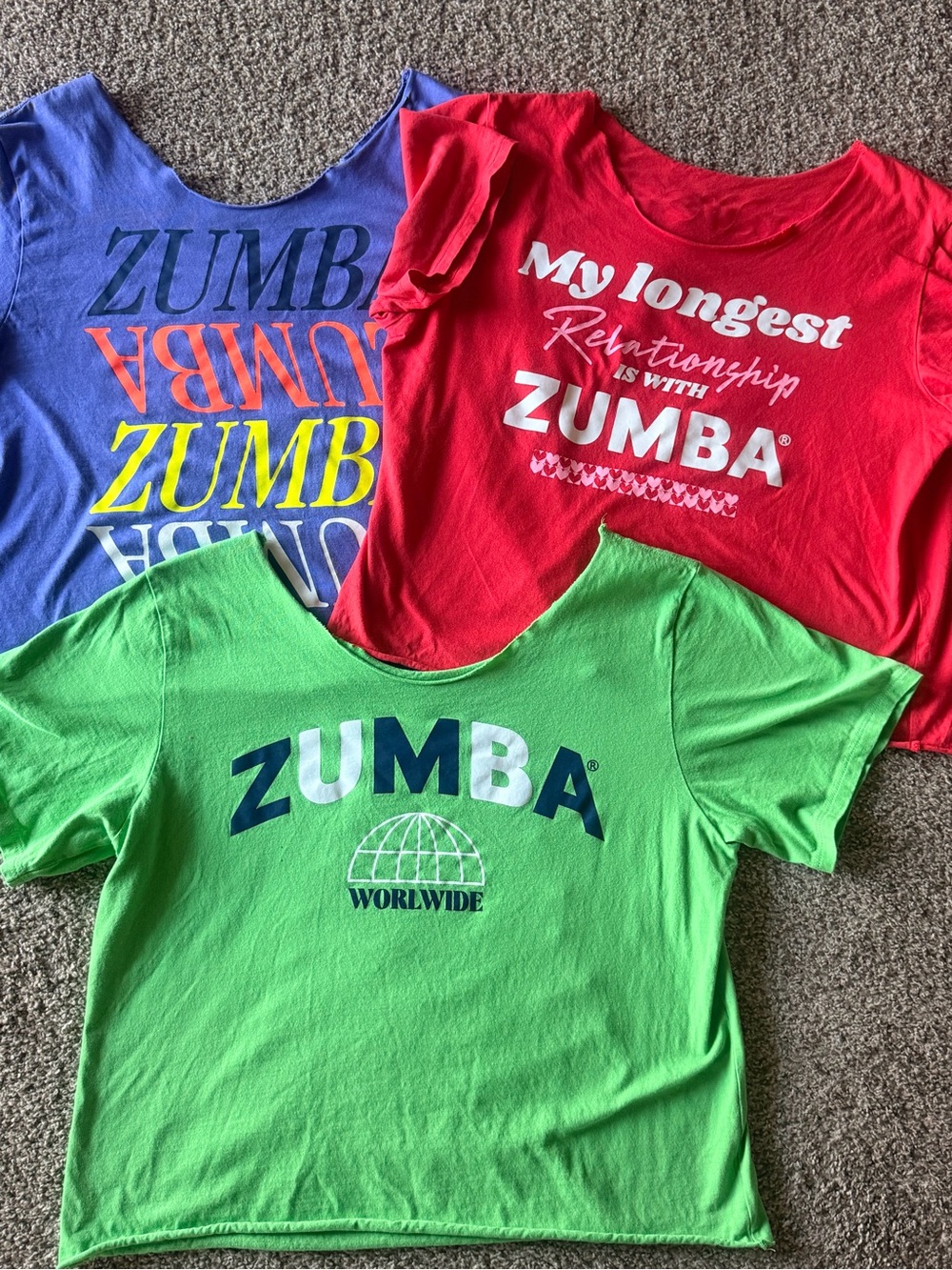 Zumba Fitness Tee Trio - Green, Red, Purple Set of 3